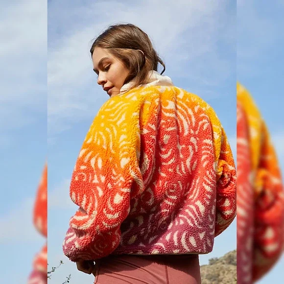 FP Movement - Free People Hit The Slopes Printed Fleece Jacket - Marigold - XS - Picture 3 of 11